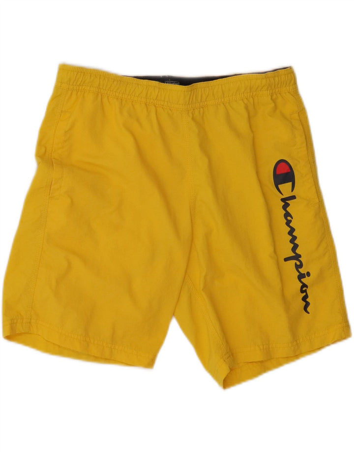 CHAMPION Mens Graphic Swimming Shorts Small  Yellow Polyamide