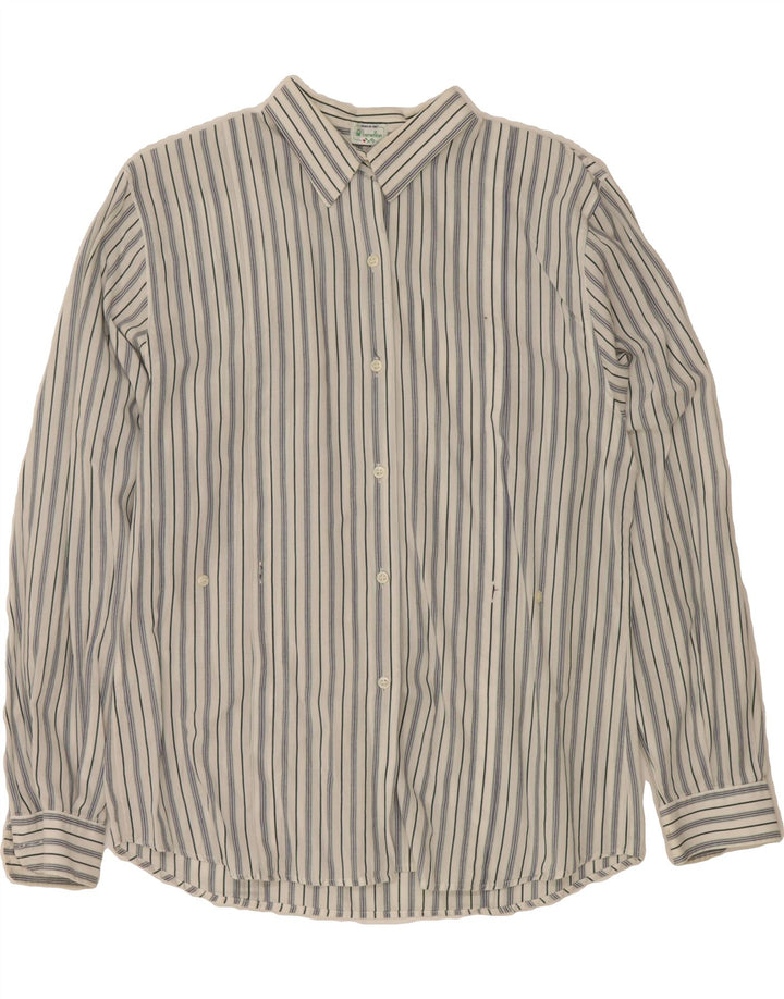 BENETTON Womens Shirt IT 46 Large White Striped Vintage Benetton and Second-Hand Benetton from Messina Hembry 