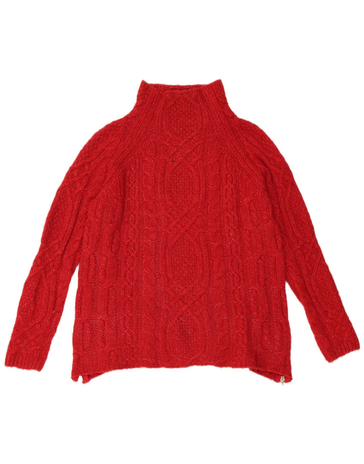 Zara Γυναικείο πουλόβερ με λαιμόκοψη UK 10 Small Red Acrylic