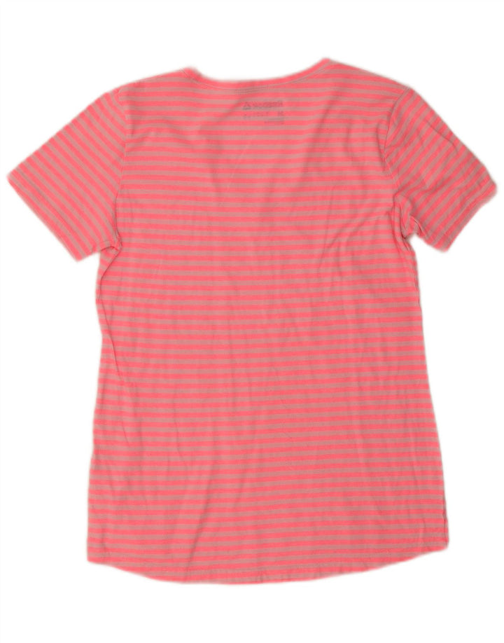 Reebok Γυναικείο T-Shirt Top UK 12 Medium Pink ριγέ πολυεστέρας