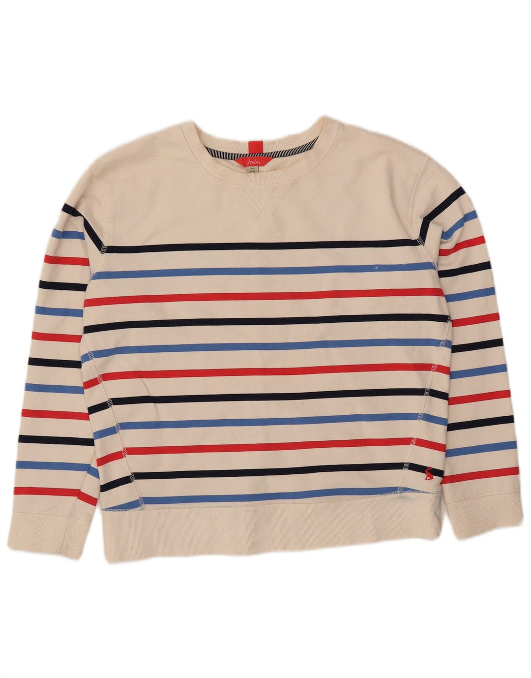 Joules Γυναικεία φούτερ υπερμεγέθη Jumper UK 8 Small White ριγέ βαμβακερό