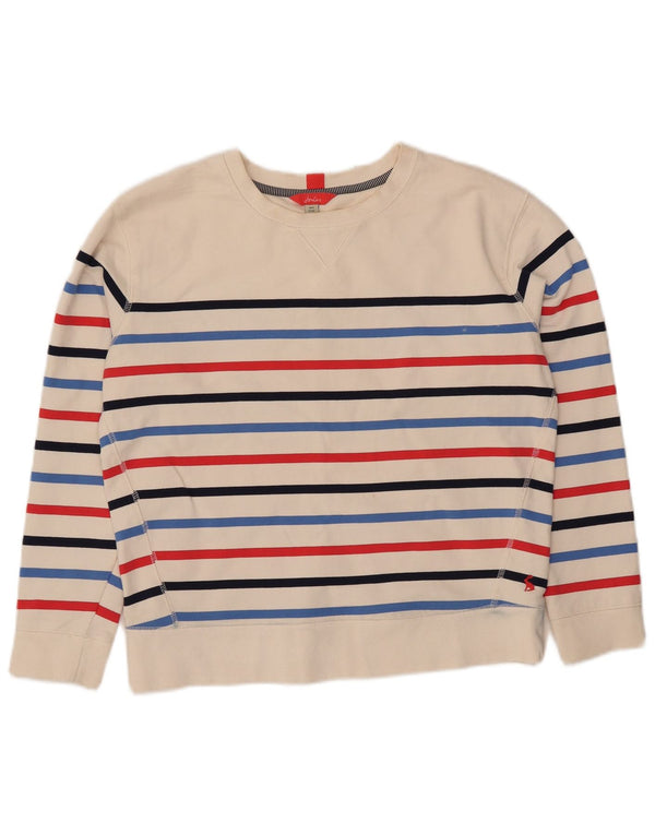 Joules Γυναικεία φούτερ υπερμεγέθη Jumper UK 8 Small White ριγέ βαμβακερό