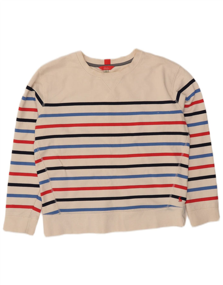 Joules Γυναικεία φούτερ υπερμεγέθη Jumper UK 8 Small White ριγέ βαμβακερό