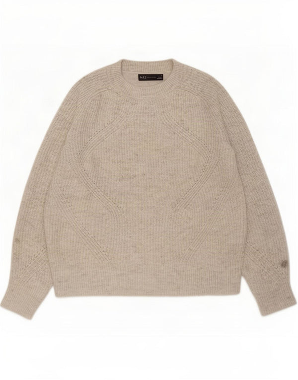 Marks & Spencer Womens Boat Neck Jumper πουλόβερ UK 10 Small Grey Flecked