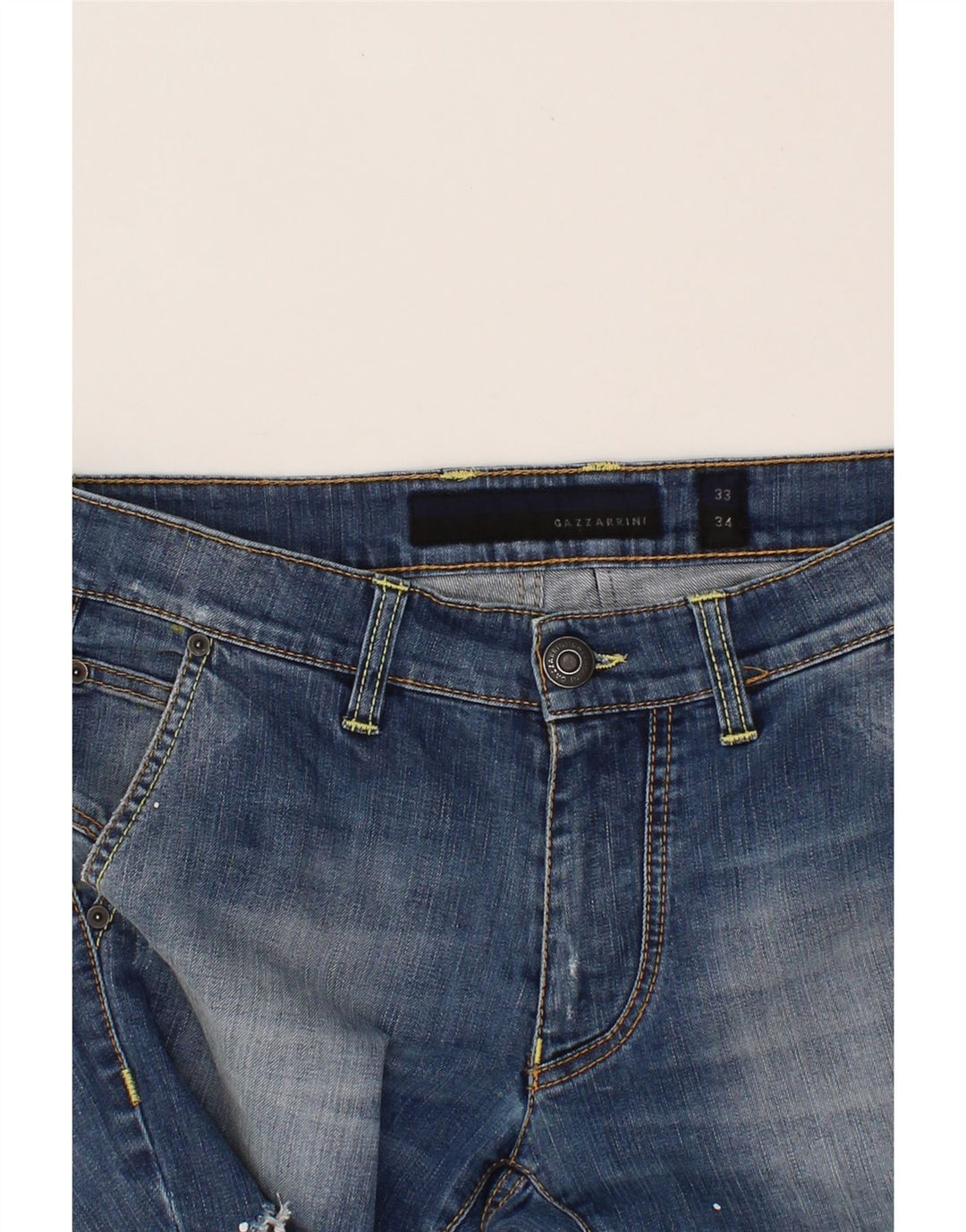 GAZZARRINI Mens Distressed Slim Jeans W33 L34 Blue Flecked Cotton Vintage Gazzarrini and Second-Hand Gazzarrini from Messina Hembry 