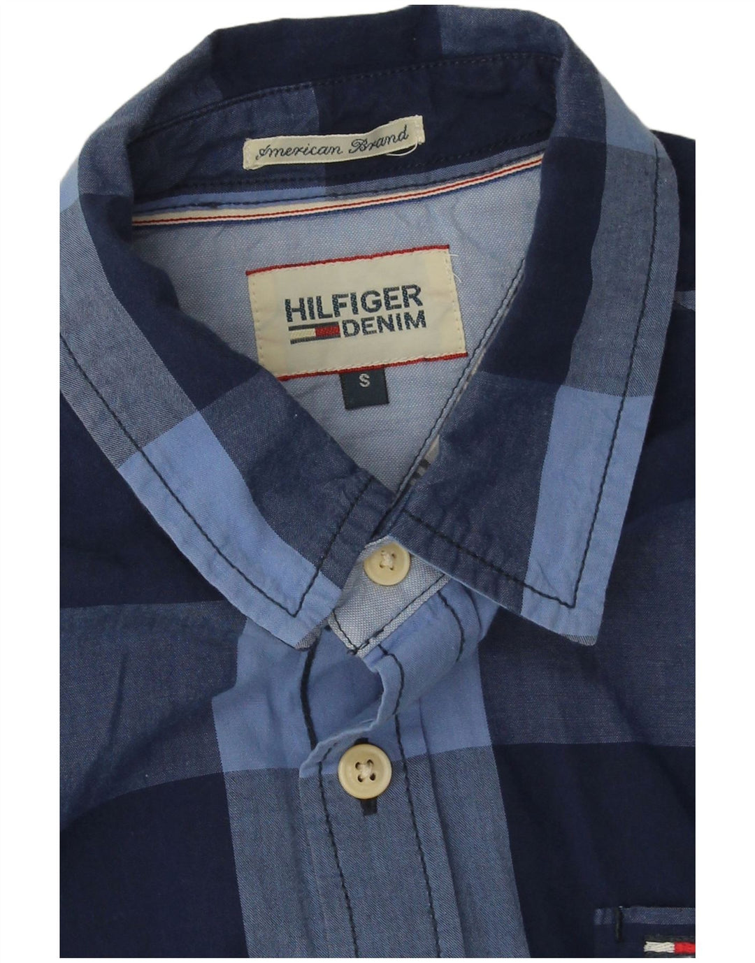 Ανδρικό πουκάμισο Tommy Hilfiger Small Navy Blue Check Cotton