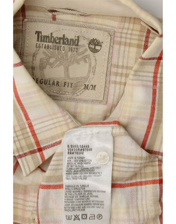 Ανδρικό πουκάμισο Timberland με κοντό μανίκι, κανονική εφαρμογή, μεσαίο μπεζ λινό