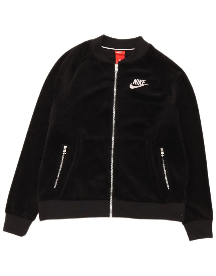 Γυναικεία βελούδινη αθλητική φόρμα Nike Top Jacket UK 14 Medium Black Polyester