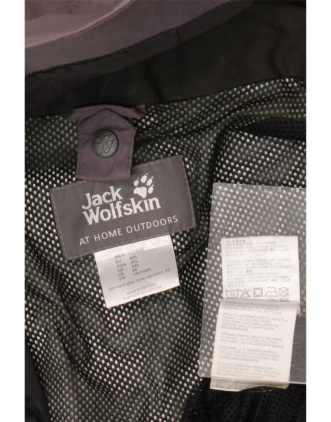 Ανδρικό μπουφάν βροχής με κουκούλα JACK WOLFSKIN UK 48 2XL Γκρι πολυαμίδιο
