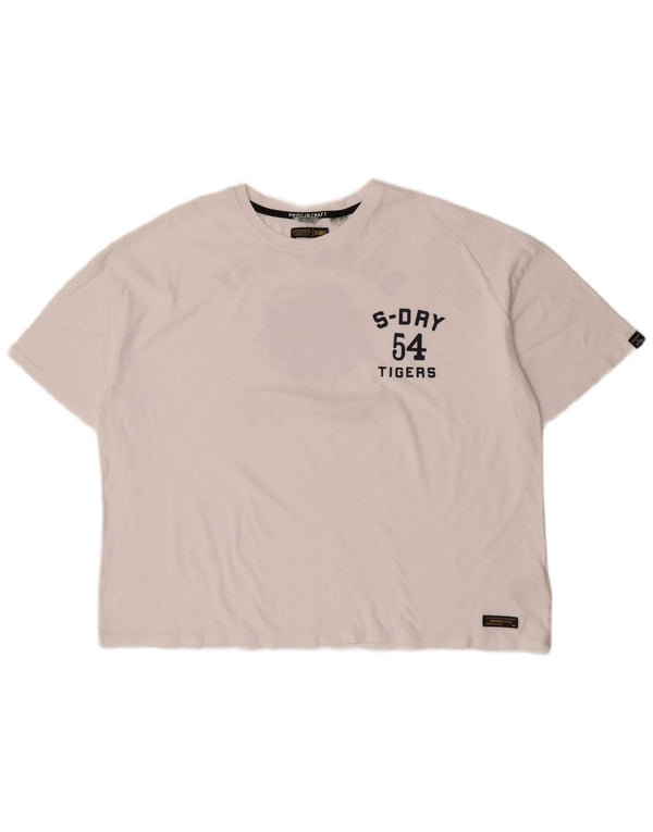 Γυναικείο μπλουζάκι Superdry Crop Oversized γραφικό μπλουζάκι UK 16 μεγάλο λευκό βαμβακερό
