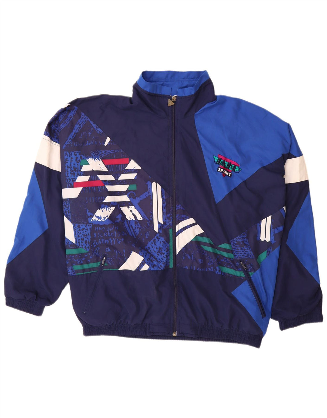 Ανδρική φόρμα αθλητικής φόρμας JAKO γραφικό Top Jacket 2XL Navy Blue Colourblock