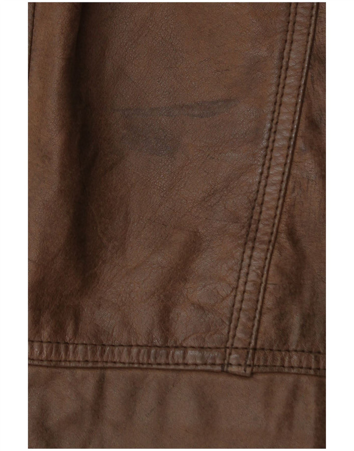 Vintage Γυναικείο Oversized Δερμάτινο Μπουφάν EU 44 XL Καφέ Δερμάτινο
