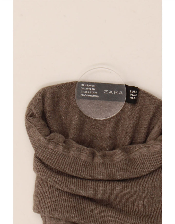 Zara Γυναικείο πουλόβερ με ρολό λαιμόκοψη UK 12 Medium Grey Rayon