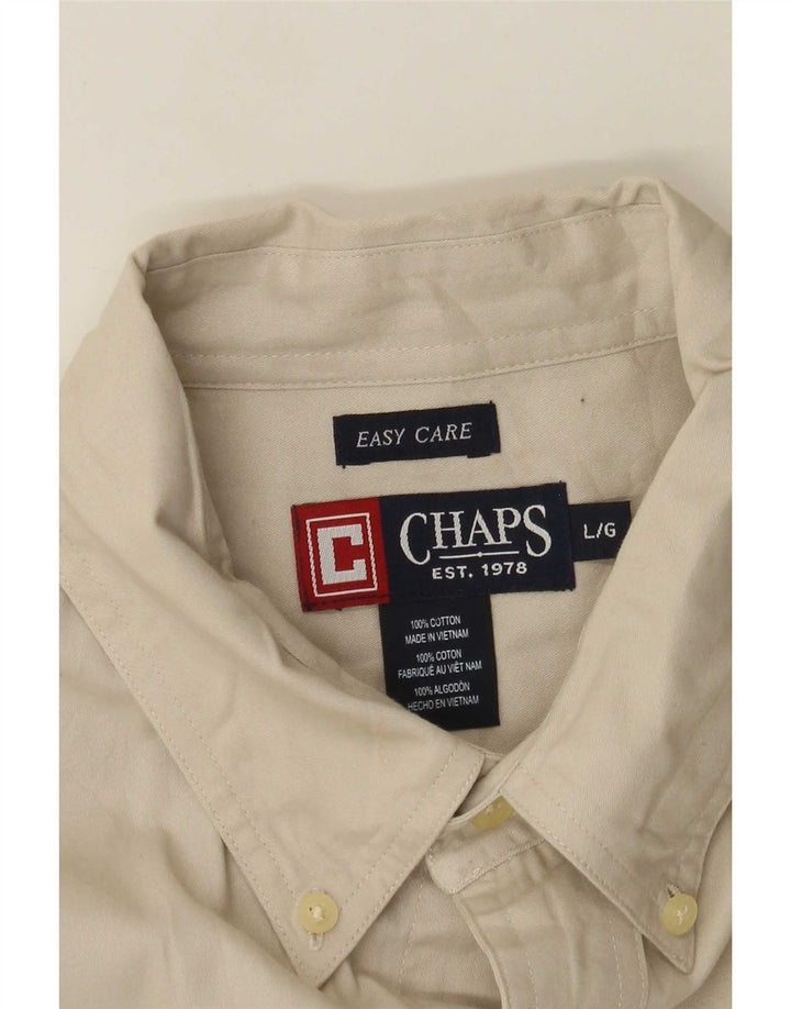 Chaps Ανδρικό πουκάμισο Easy Care Μεγάλο Μπεζ βαμβακερό