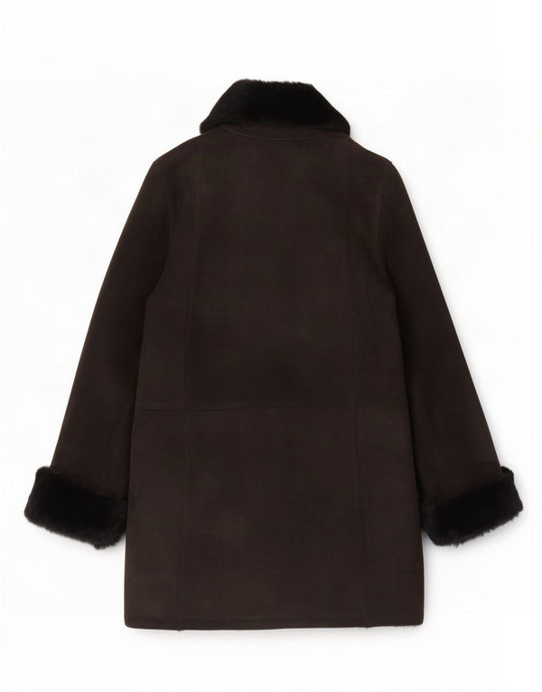 Vintage Γυναικείο Παλτό Shearling UK 16 Large Μαύρο