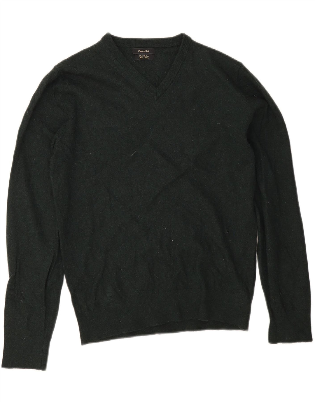 Massimo Dutti Γυναικείο πουλόβερ με λαιμόκοψη με V λαιμόκοψη UK 14 Μεσαίο πράσινο μαλλί