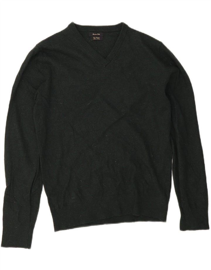 Massimo Dutti Γυναικείο πουλόβερ με λαιμόκοψη με V λαιμόκοψη UK 14 Μεσαίο πράσινο μαλλί