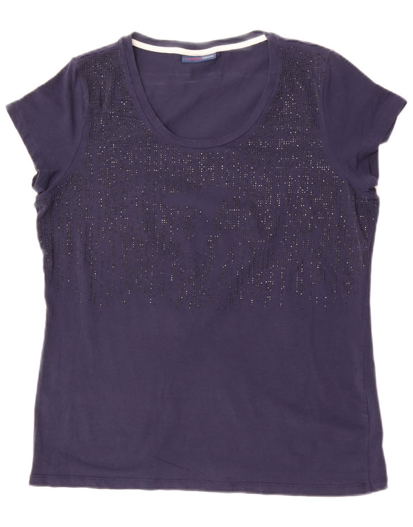 Trussardi Jeans Γυναικείο T-Shirt Top UK 14 Medium Navy Blue