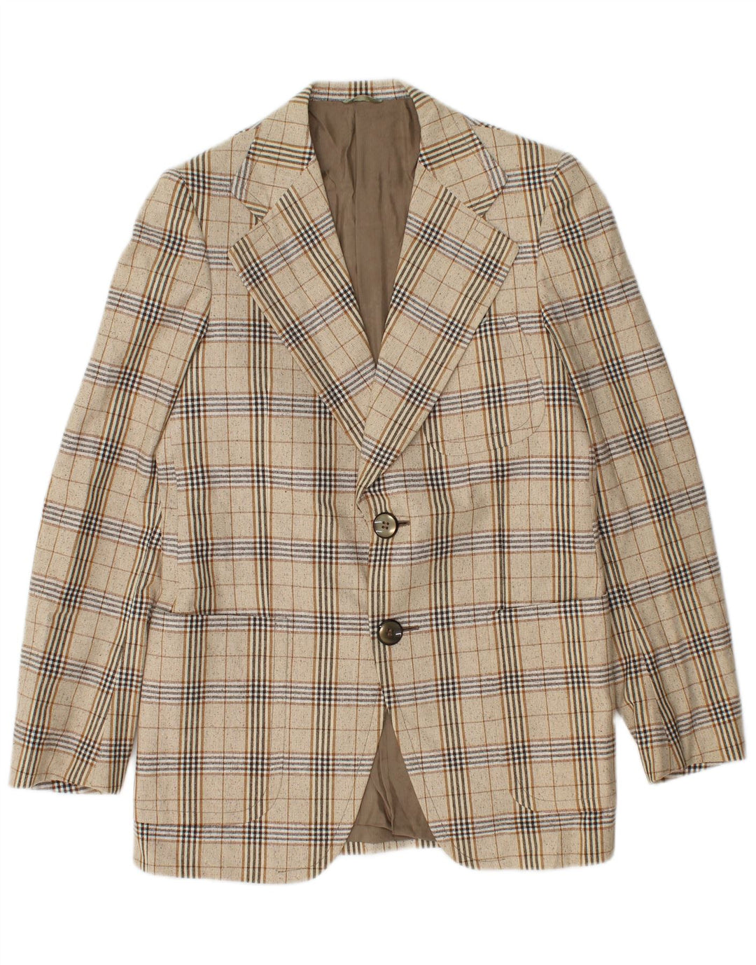 Vintage Ανδρικό τζάκετ Blazer 2 κουμπιών IT 46 Small Beige καρό