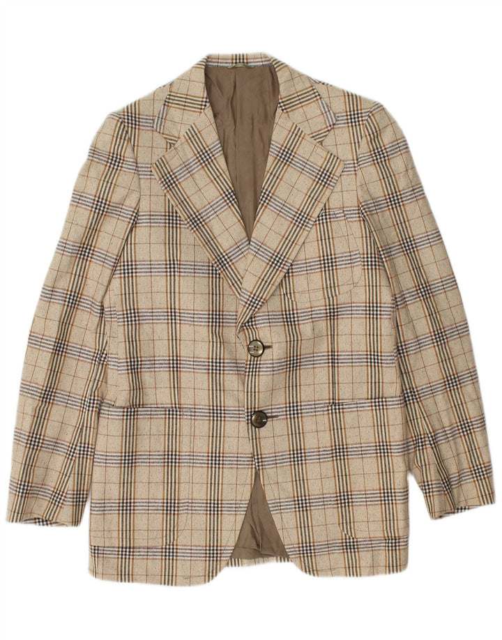 Vintage Ανδρικό τζάκετ Blazer 2 κουμπιών IT 46 Small Beige καρό