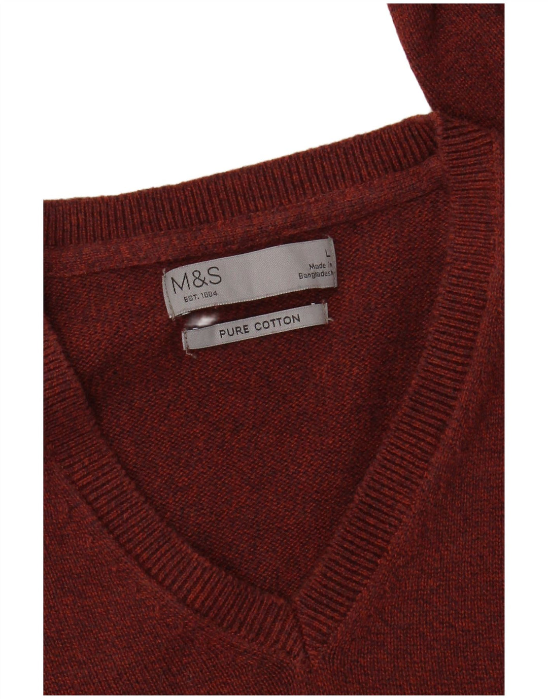 Marks & Spencer Ανδρικό πουλόβερ με λαιμόκοψη V-λαιμόκοψη μεγάλο κόκκινο βαμβακερό