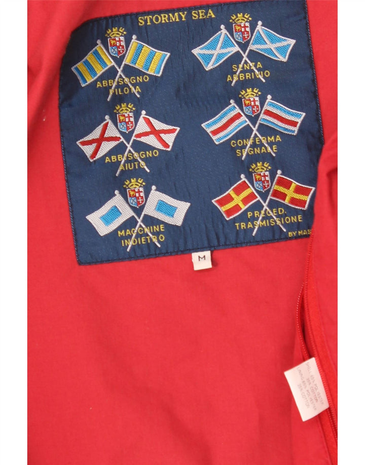 VINTAGE Mens Loose Fit Hooded Utility Jacket UK 38 Medium Red Polyester Vintage Vintage and Second-Hand Vintage from Messina Hembry 