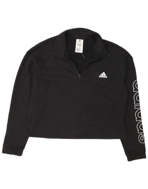 Γυναικεία φούτερ Adidas Crop με φερμουάρ με λαιμόκοψη Jumper UK 16/18 Large Black