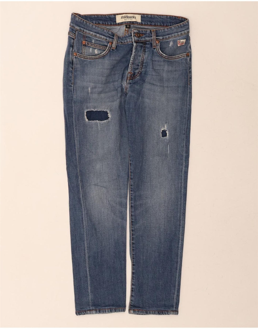 ROY ROGERS Womens Distressed Straight Jeans W31 L28 Blue Cotton Vintage Roy Rogers and Second-Hand Roy Rogers from Messina Hembry 