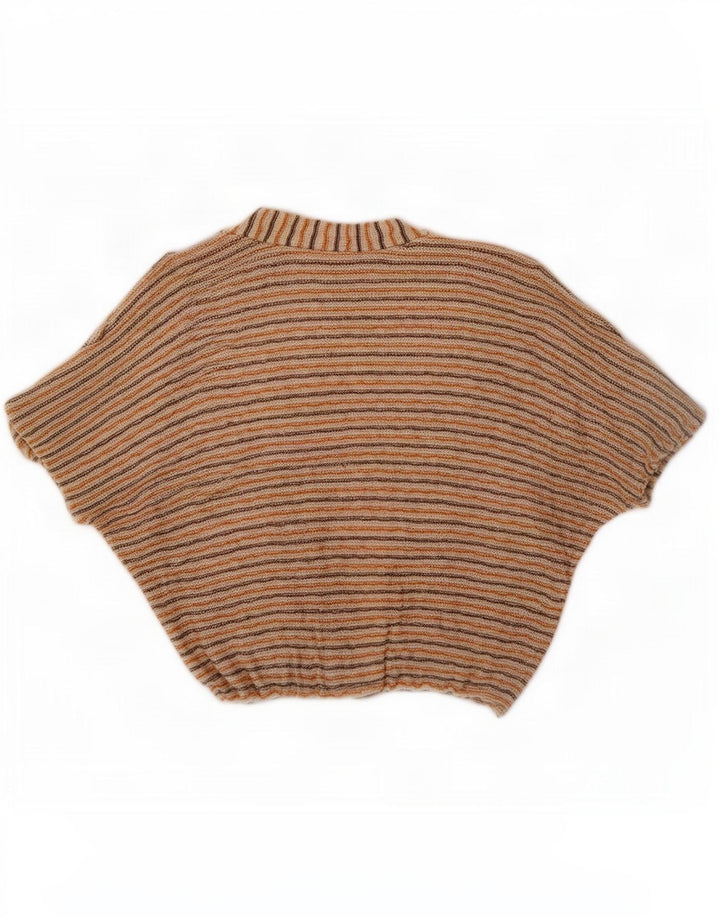Vintage Γυναικεία Crop Cardigan Top EU 40 Medium Beige ριγέ