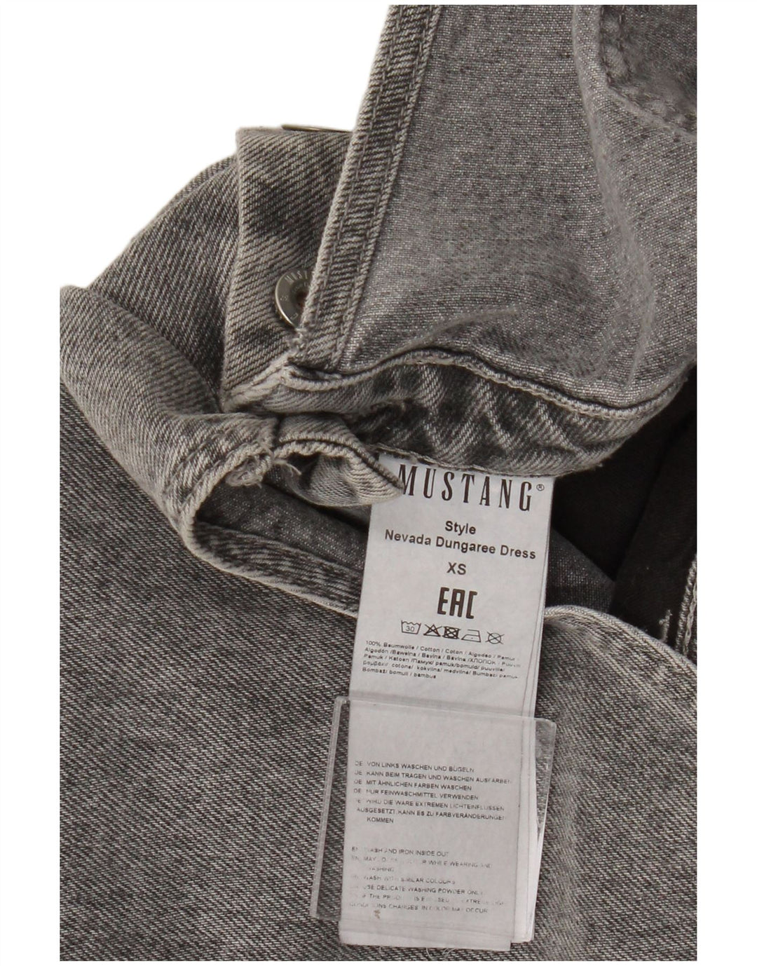 Mustang Γυναικείο φόρεμα Dungaree UK 6 XS Γκρι βαμβακερό