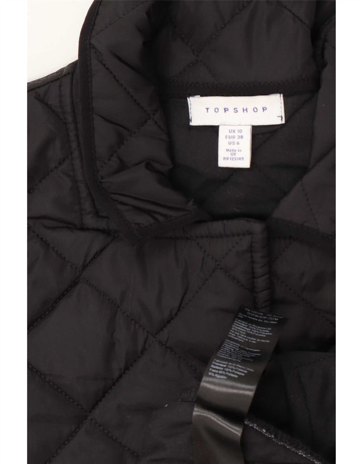 Topshop Γυναικείο κοντομάνικο καπιτονέ μπουφάν UK 10 Small Black Polyester