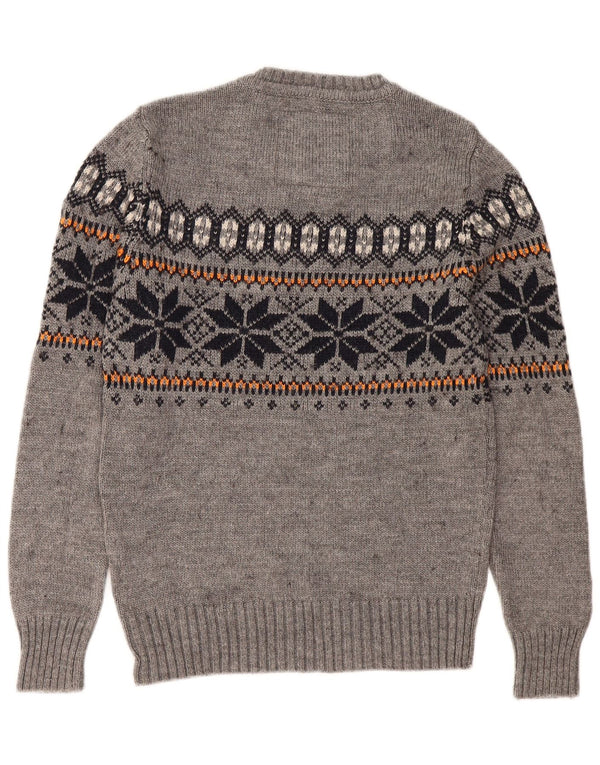 Ανδρικό πουλόβερ με λαιμόκοψη Superdry Small Grey Fair Isle Acrylic