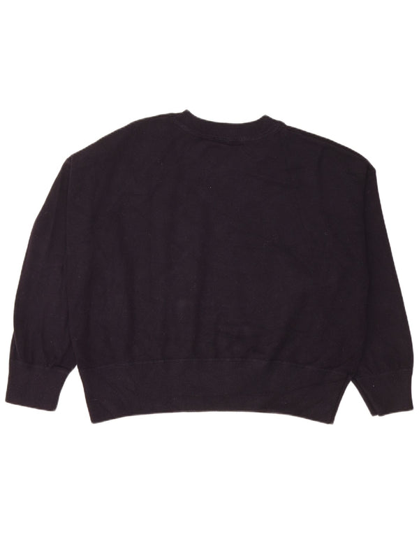 Zara Γυναικεία φούτερ υπερμεγέθη Crop Jumper UK 16 Large Navy Blue Viscose