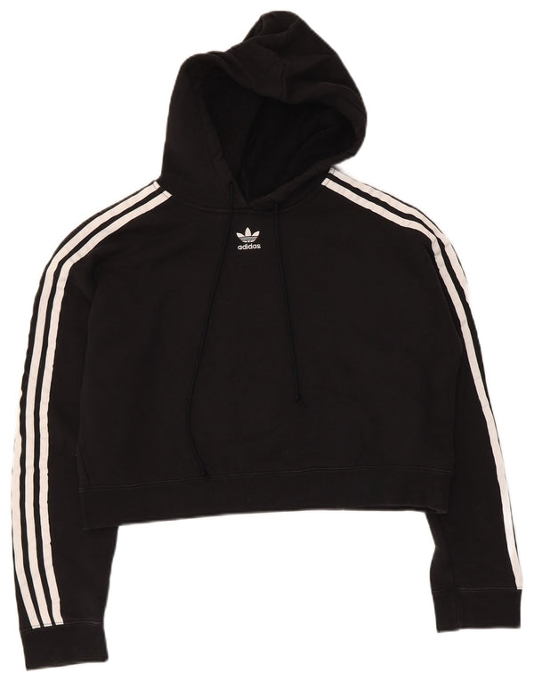 Γυναικεία Adidas Crop Hoodie Jumper UK 14 Medium Black Cotton