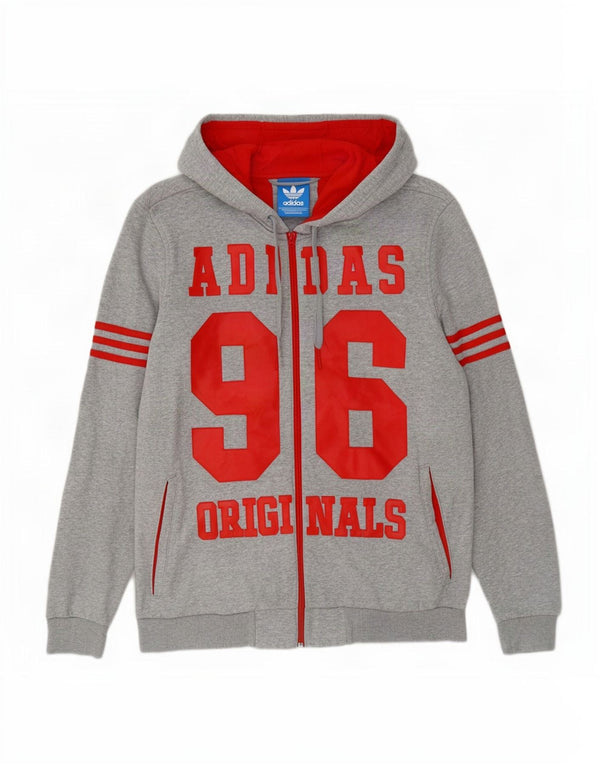 Ανδρικό πουλόβερ με κουκούλα με φερμουάρ Adidas μεσαίο βαμβακερό γκρι