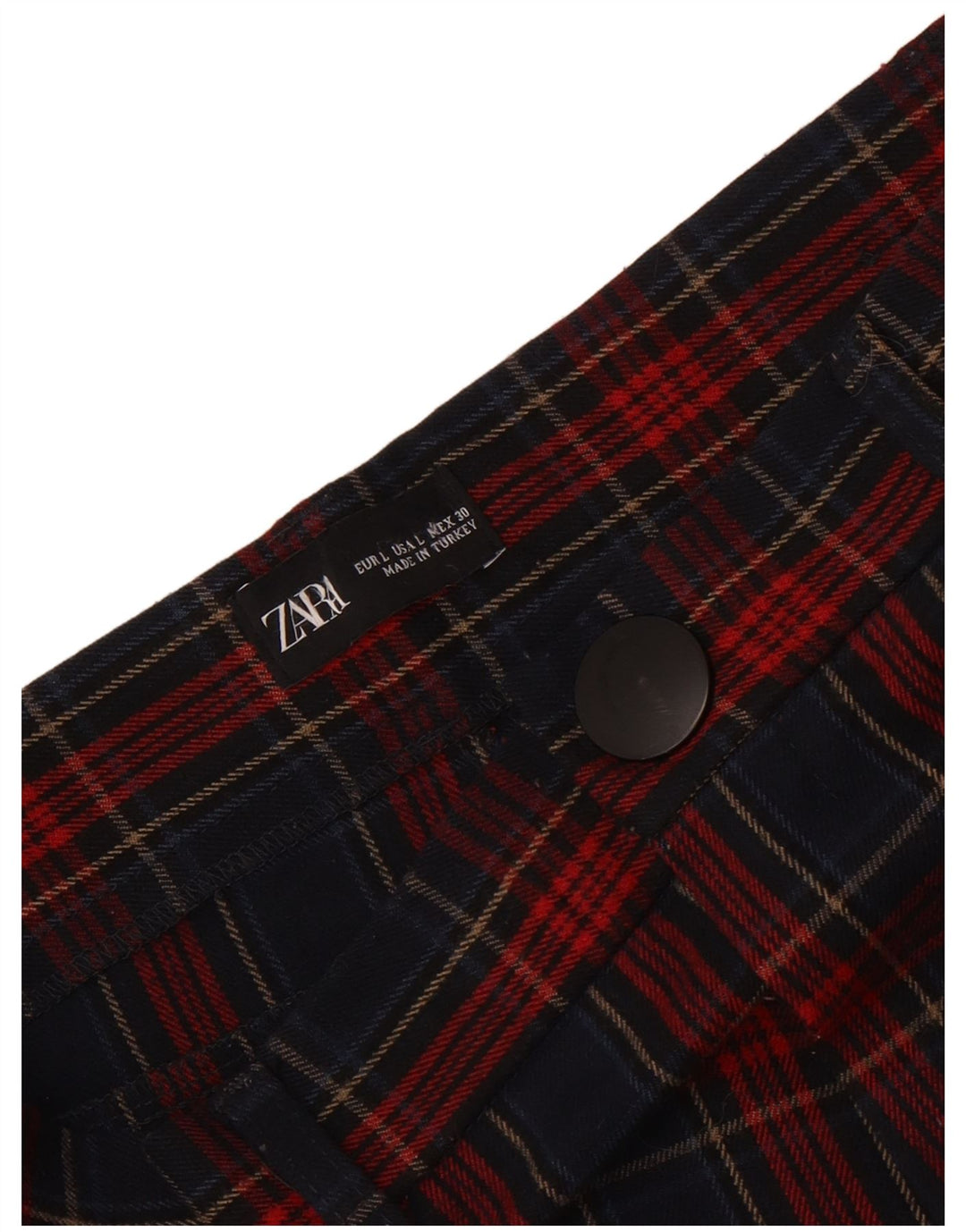 Zara Γυναικείο Slim Cropped Παντελόνι Large W30 L25 Red Check