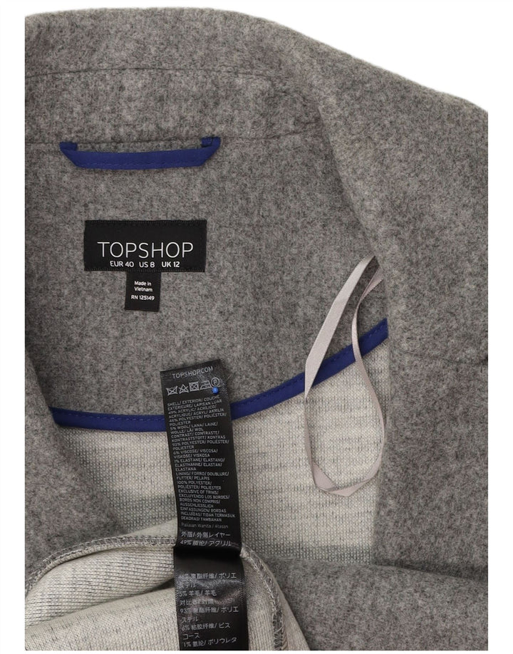 Topshop Γυναικείο Ανοιχτό Πανωφόρι UK 12 Medium Grey Polyester
