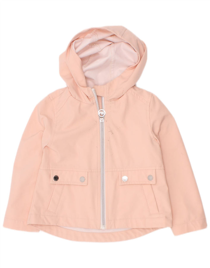 Michael Kors Girls Hooded Rain Jacket 3-4 Years Pink Polyester