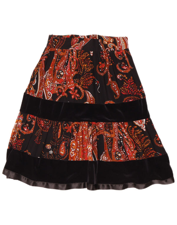 Piu & γυναικεία φούστα A-Line IT 40 Small W24 Black Paisley Viscose
