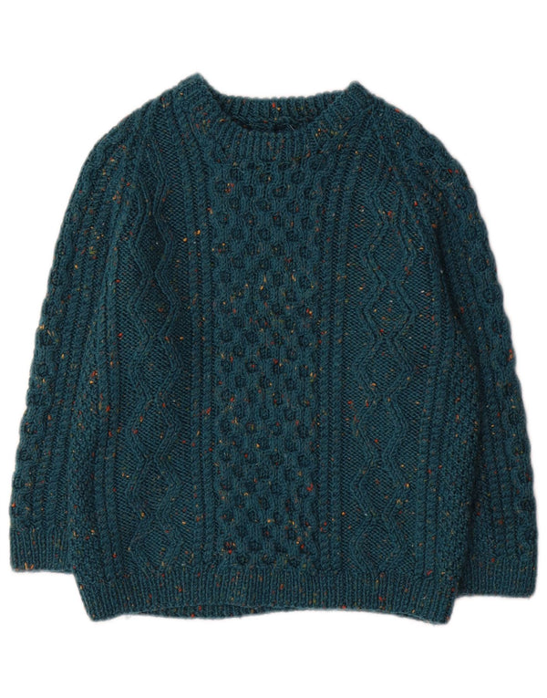 Vintage Boys Crew Neck Jumper πουλόβερ 11-12 Years Green Flecked