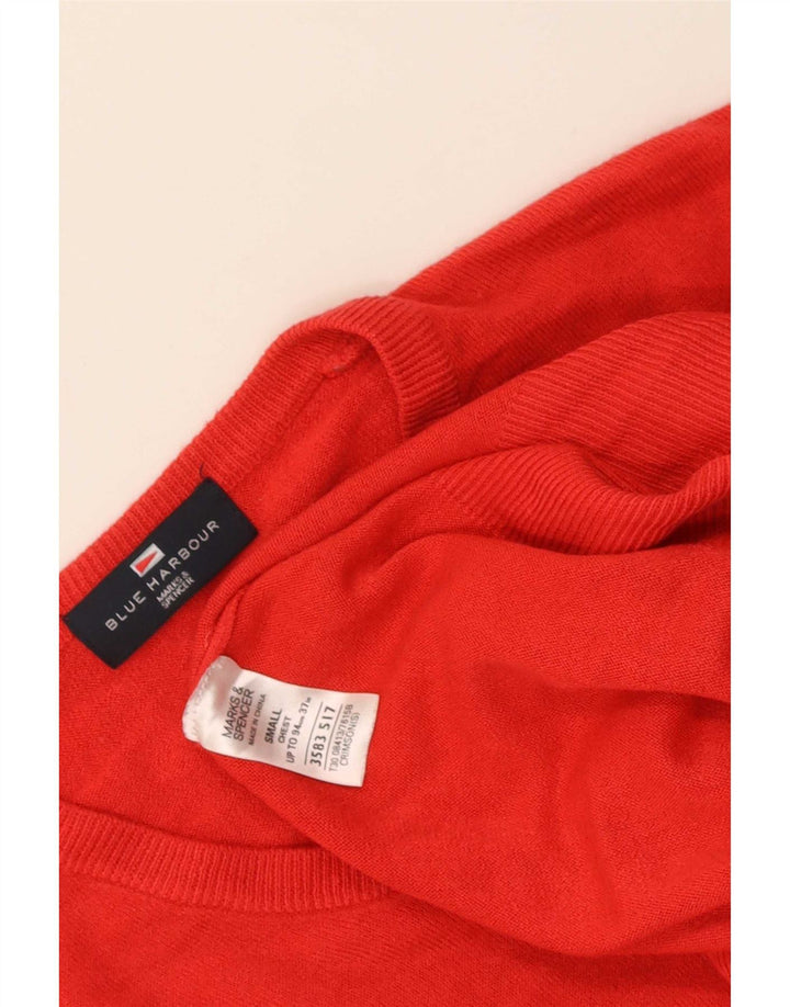 Ανδρικό πουλόβερ Marks & Spencer Blue Harbor με λαιμόκοψη με λαιμόκοψη, μικρό κόκκινο ακρυλικό