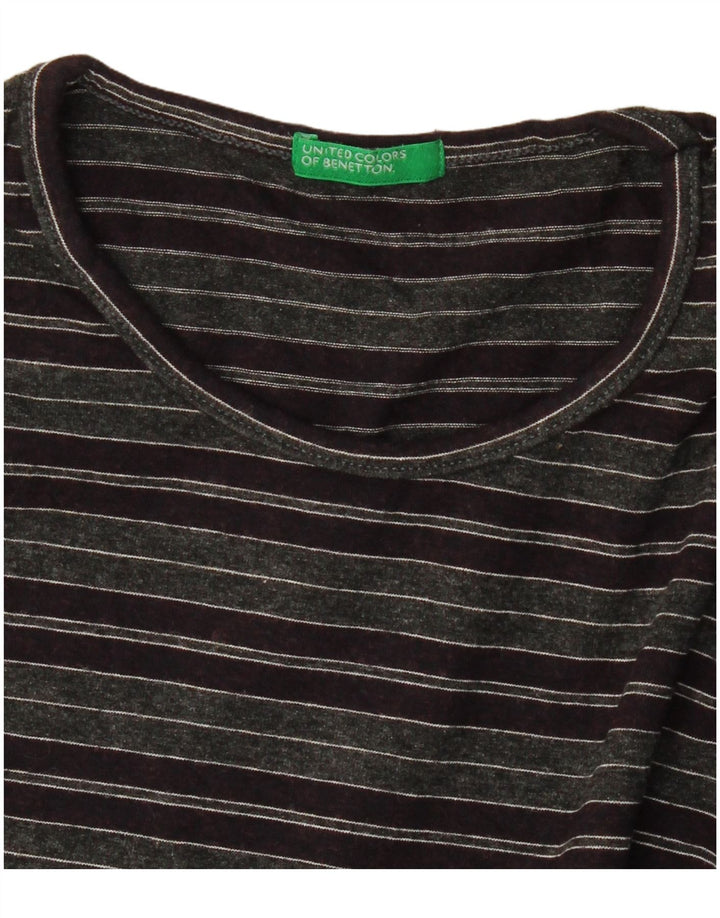 BENETTON Γυναικείο τοπ μακρυμάνικο UK 8 Μικρό γκρι ριγέ