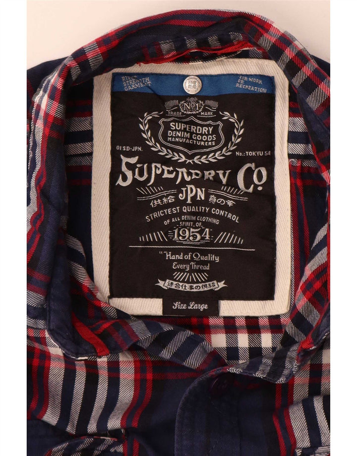 Ανδρικό φανελένιο πουκάμισο Superdry Μεγάλο μπλε καρό βαμβακερό