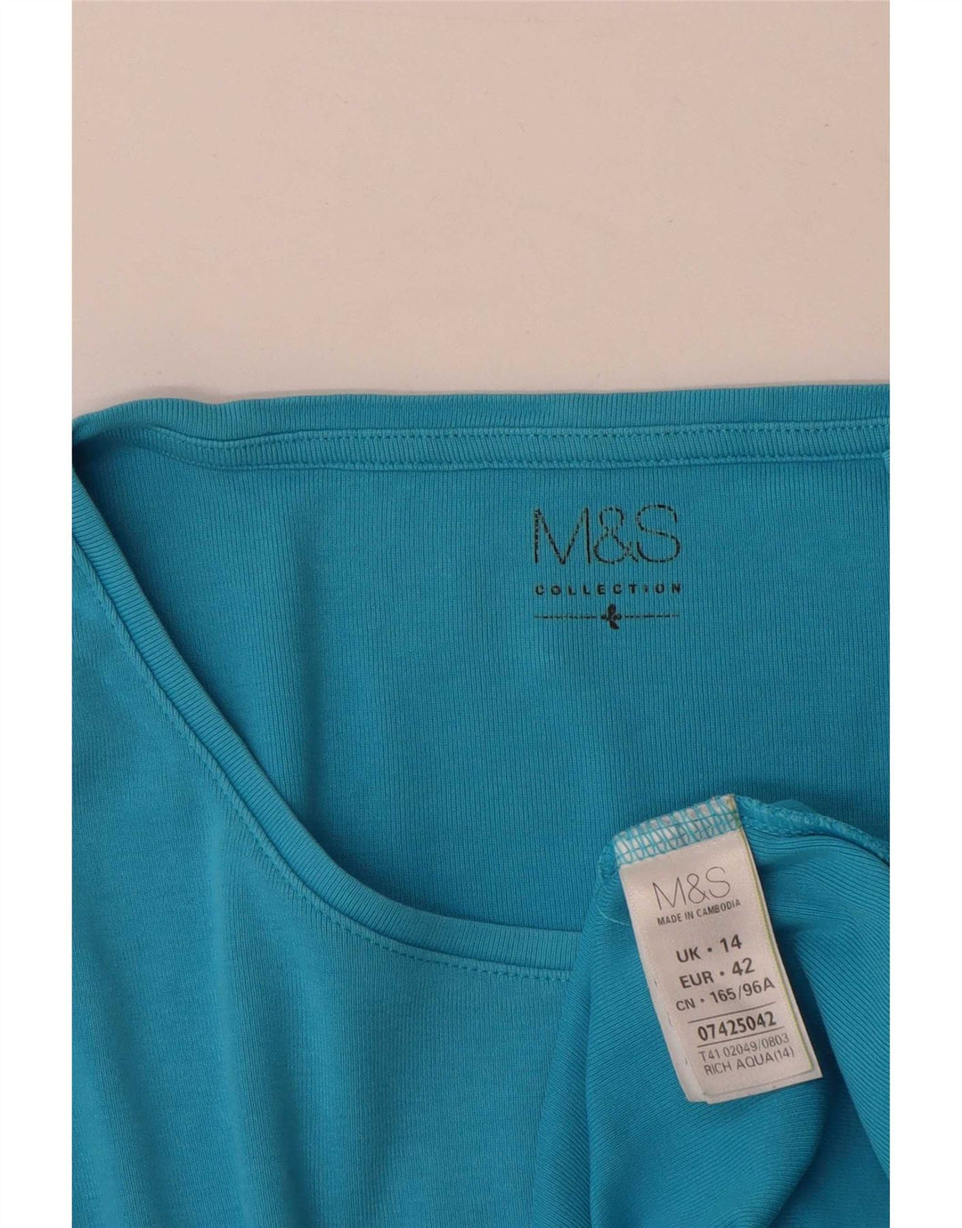 Marks & Spencer Γυναικείο τοπ μακρυμάνικο UK 14 μεγάλο μπλε βαμβακερό