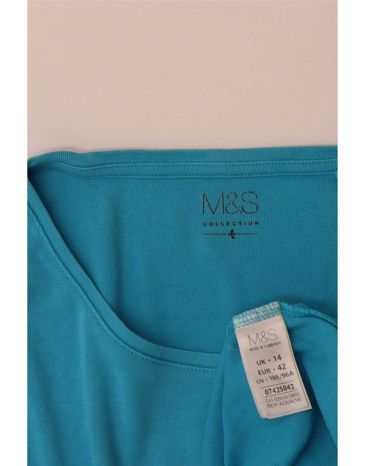 Marks & Spencer Γυναικείο τοπ μακρυμάνικο UK 14 μεγάλο μπλε βαμβακερό