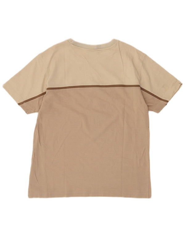 Ανδρικό T-Shirt CHAMPION Top Small Beige Colourblock Βαμβακερό