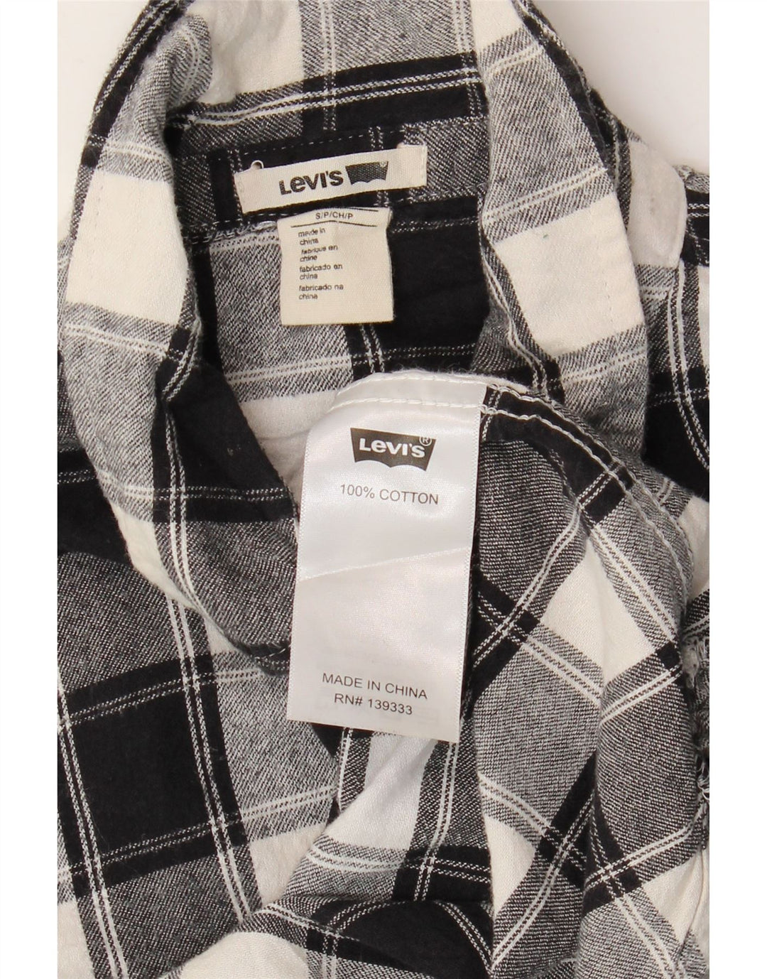 Γυναικείο φανελένιο πουκάμισο LEVI'S UK 10 Small Black Check Cotton