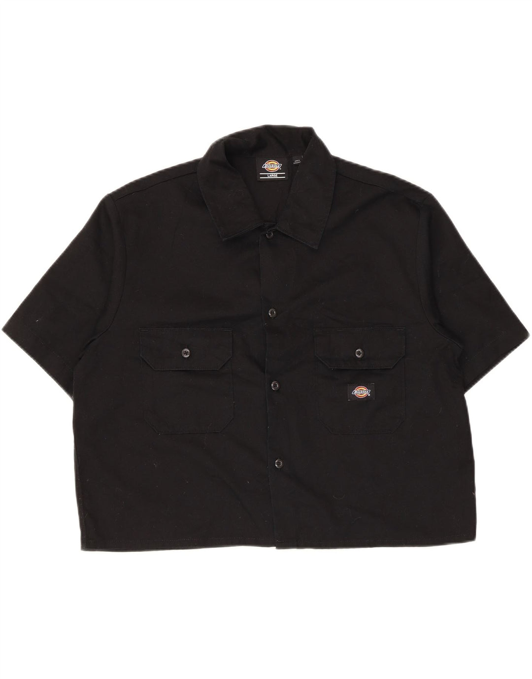 Dickies Γυναικείο κοντομάνικο πουκάμισο UK 16 μεγάλο μαύρο πολυεστέρα
