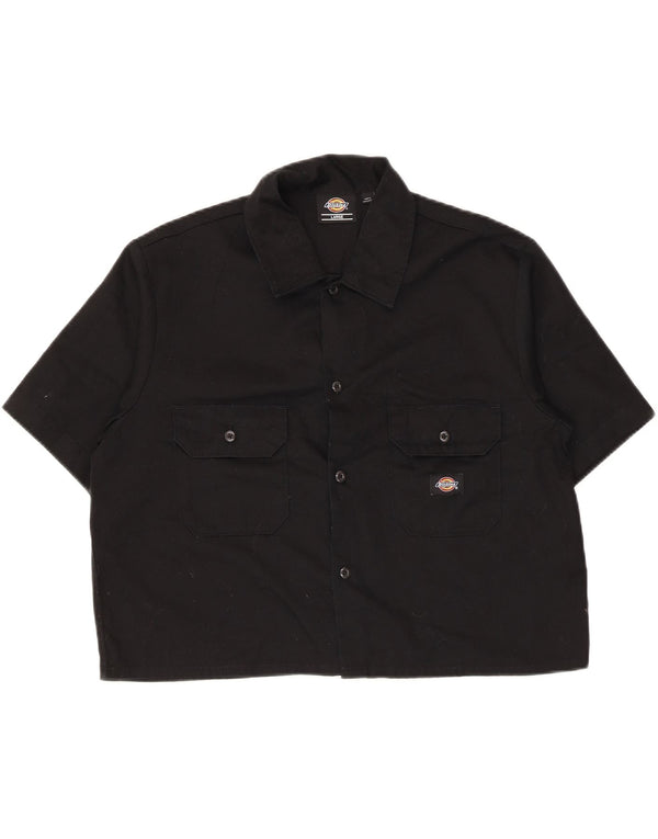 Dickies Γυναικείο κοντομάνικο πουκάμισο UK 16 μεγάλο μαύρο πολυεστέρα