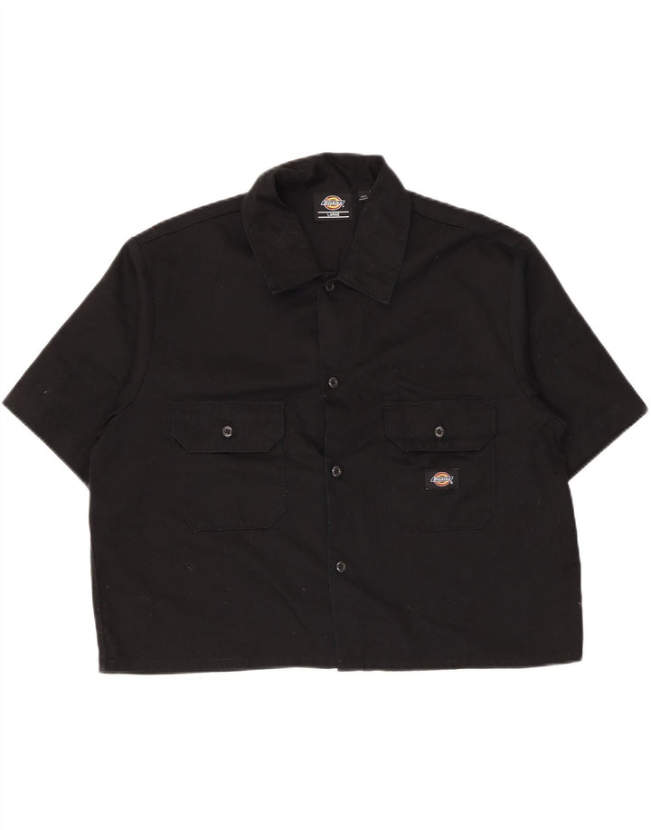 Dickies Γυναικείο κοντομάνικο πουκάμισο UK 16 μεγάλο μαύρο πολυεστέρα